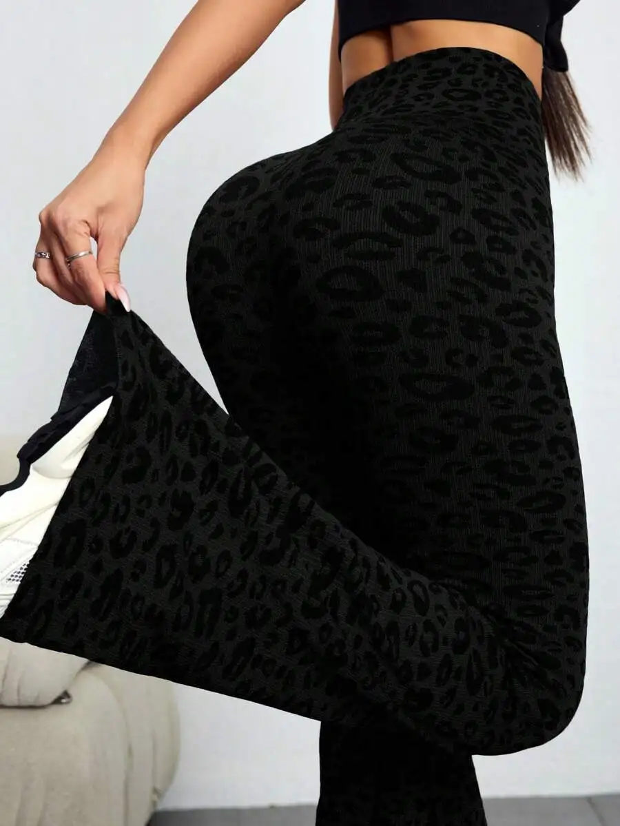 Seamless Leopard Print High Waist Flare Yoga Leggings Ribbed Sport Trousers
Seamless Leopard Print High Waist Flare Yoga Leggings Ribbed Sport Trousers