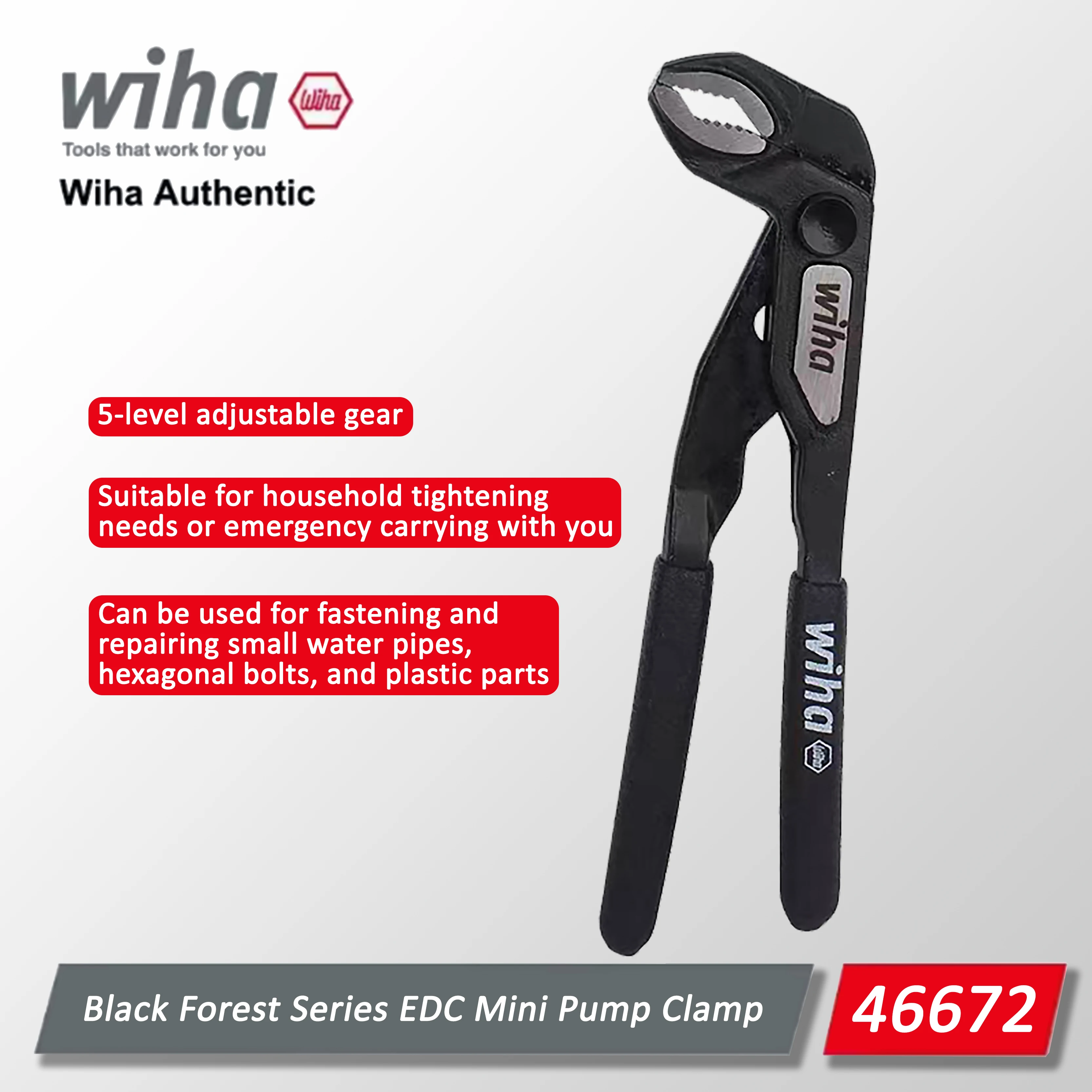 Wiha 5-inch mini water pump pliers, one handed precision tool for quick adjustment of position, maintenance tool wrench 46672
Wiha 5-inch mini water pump pliers, one handed precision tool for quick adjustment of position, maintenance tool wrench 46672