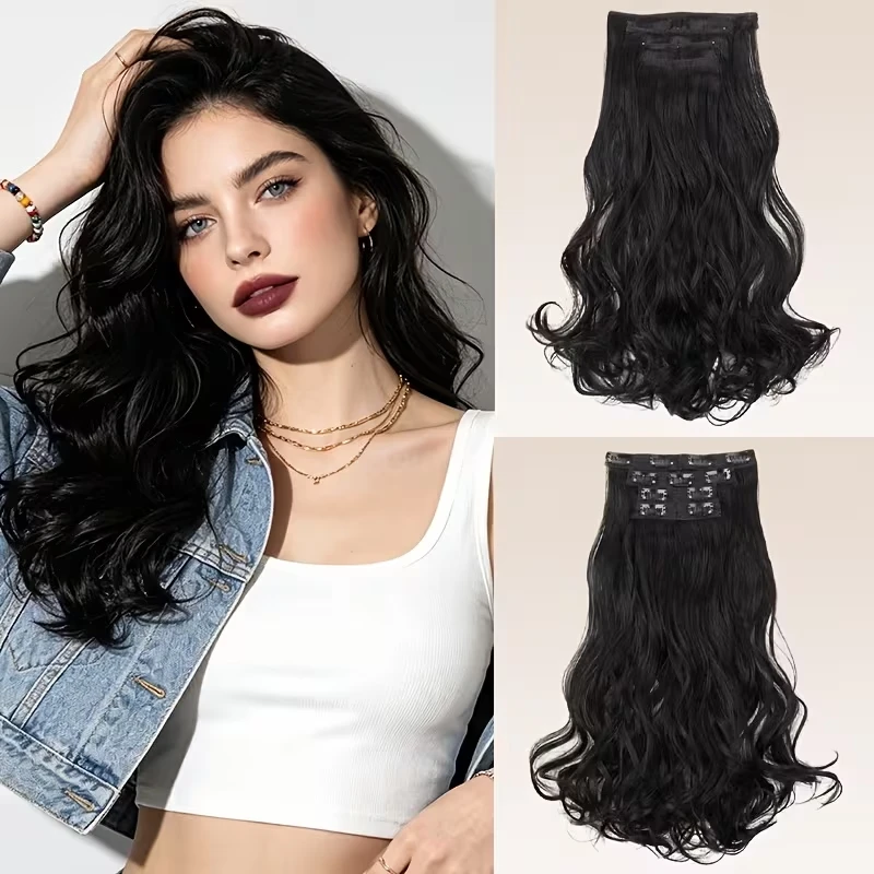 16Inch Synthetic Long Wavy Curly Hair Extensions 4pcs/set Fluffy Volume Fiber Hairpiece for Women Daily Holiday Use
16Inch Synthetic Long Wavy Curly Hair Extensions 4pcs/set Fluffy Volume Fiber Hairpiece for Women Daily Holiday Use