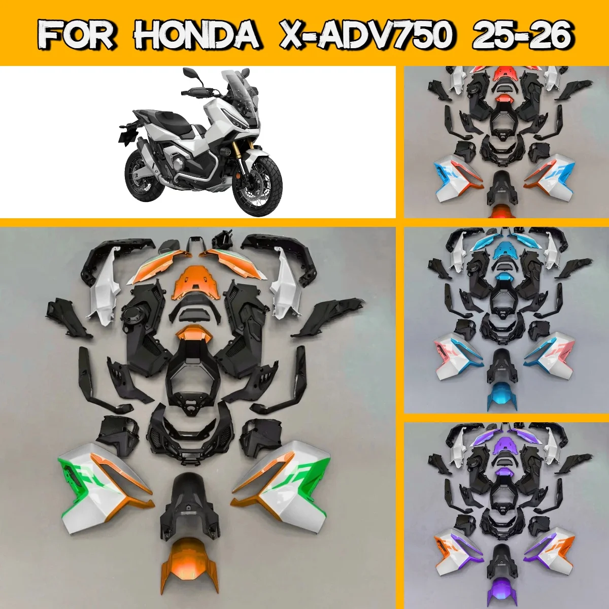 Fairing Body Parts Kit 2025 2026 X-ADV 750 Plastic Aftermarket Fairings for 25 26 Honda X-ADV750 Injection Molded
Fairing Body Parts Kit 2025 2026 X-ADV 750 Plastic Aftermarket Fairings for 25 26 Honda X-ADV750 Injection Molded