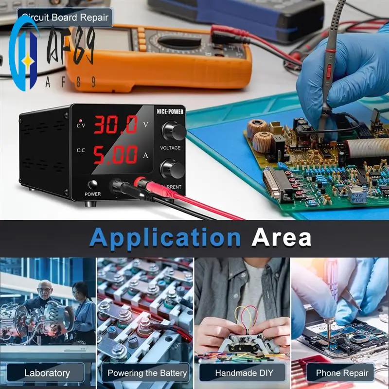 AF89-NICE-POWER DC Power Supply Variable 30V 5A Adjustable Switching Regulated Power Supply + Encoder, LED Display EU Plug
AF89-NICE-POWER DC Power Supply Variable 30V 5A Adjustable Switching Regulated Power Supply + Encoder, LED Display EU Plug