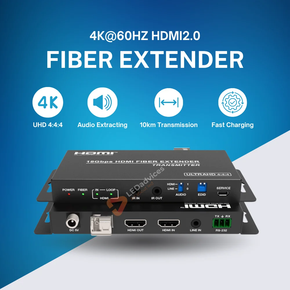4K HDMI2.0 to Fiber Extender 10KM Audio Extractor 18Gbps HDCP2.2 Signal Lossless Transmitter 4K*2K RGB444 Multi-mode Single-mode
4K HDMI2.0 to Fiber Extender 10KM Audio Extractor 18Gbps HDCP2.2 Signal Lossless Transmitter 4K*2K RGB444 Multi-mode Single-mode