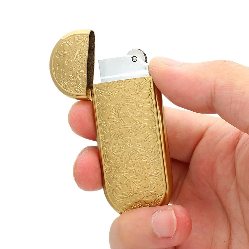 Metal Gas Lighter with Embossed Flower Retro Grinding Wheel Flint Cigarette Lighters Smoking for Men Cigarette Accessories
Metal Gas Lighter with Embossed Flower Retro Grinding Wheel Flint Cigarette Lighters Smoking for Men Cigarette Accessories