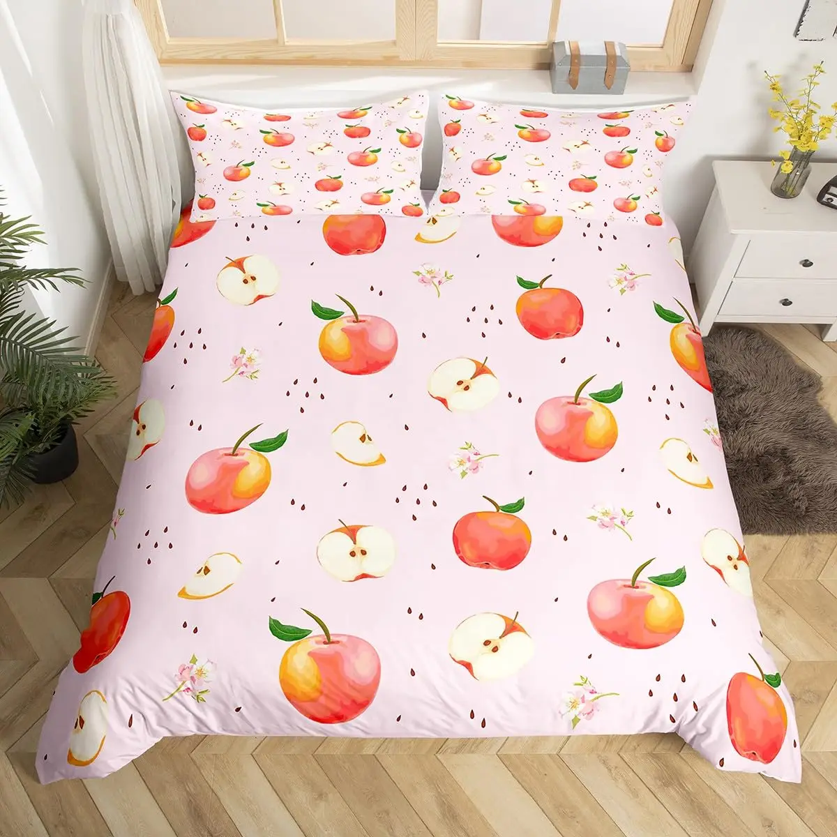 Fruits Pattern Duvet Cover Set Queen Size Pink Apple Bedding Set Summer Fruit Art Comforter Cover Microfiber Kawaii Quilt Cover
Fruits Pattern Duvet Cover Set Queen Size Pink Apple Bedding Set Summer Fruit Art Comforter Cover Microfiber Kawaii Quilt Cover