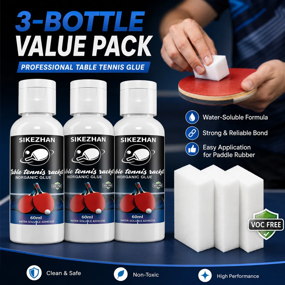 3 Pcs Table Tennis Glue Water Based Inorganic Ping Pong Racket Rubber Adhesive VOC Free Non Toxic with Sponge Accessories 60ml
3 Pcs Table Tennis Glue Water Based Inorganic Ping Pong Racket Rubber Adhesive VOC Free Non Toxic with Sponge Accessories 60ml