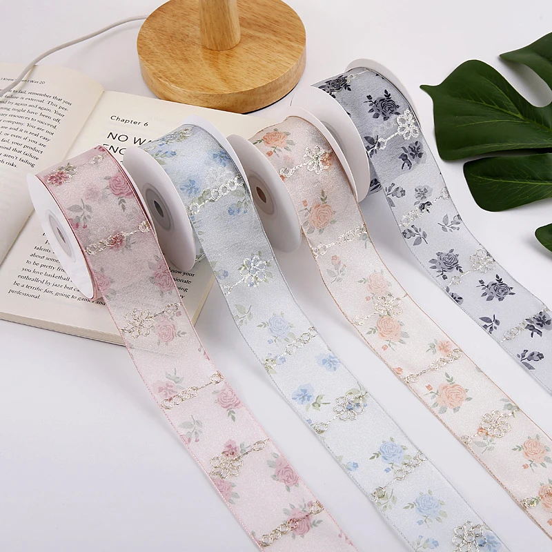 5yards 40mm Pearlescent Organza Rose Print Chiffon Ribbon for Clothing Sewing DIY Hair Bows Hat Decor Craft Accessories Supplies
5yards 40mm Pearlescent Organza Rose Print Chiffon Ribbon for Clothing Sewing DIY Hair Bows Hat Decor Craft Accessories Supplies