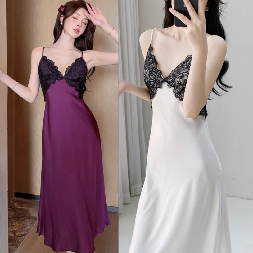 Сексуальная женская ночная сорочка на бретельках, домашняя одежда, летняя комбинация, пеньюар, халат из вискозы, кружевная ночная рубашка, одежда для дома
Сексуальная женская ночная сорочка на бретельках, домашняя одежда, летняя комбинация, пеньюар, халат из вискозы, кружевная ночная рубашка, одежда для дома