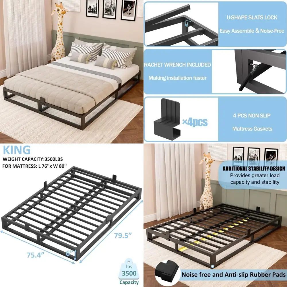 Каркас кровати King-size из стальных ламелей, 6 дюймов - усиленный, без пружинного блока, простая сборка, бесшумный
Каркас кровати King-size из стальных ламелей, 6 дюймов - усиленный, без пружинного блока, простая сборка, бесшумный