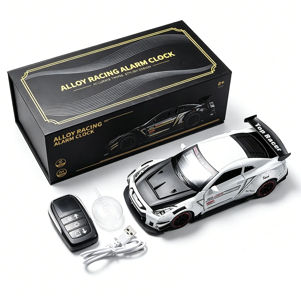 Supercar Shaped Rechargeable Alarm Clock, Alloy Metal Body with Remote Control, Engine Sound, Dynamic Light & Spray Effect, Mult
Supercar Shaped Rechargeable Alarm Clock, Alloy Metal Body with Remote Control, Engine Sound, Dynamic Light & Spray Effect, Mult