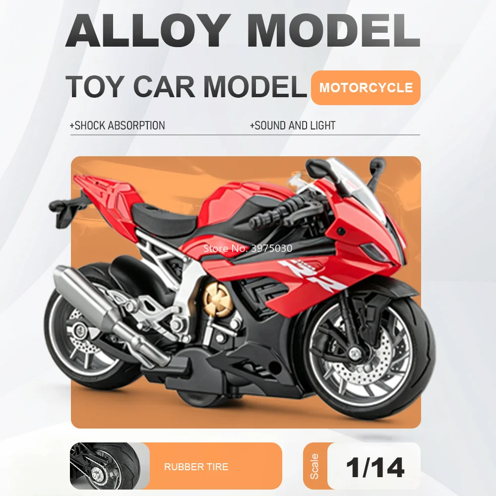 1:14 Kawasaki H2R BMW S1000RR V4S Motorcycle Alloy Diecast Car Model Toys Sound and Light Shock Absorption Vehices Gifts for Kid
1:14 Kawasaki H2R BMW S1000RR V4S Motorcycle Alloy Diecast Car Model Toys Sound and Light Shock Absorption Vehices Gifts for Kid