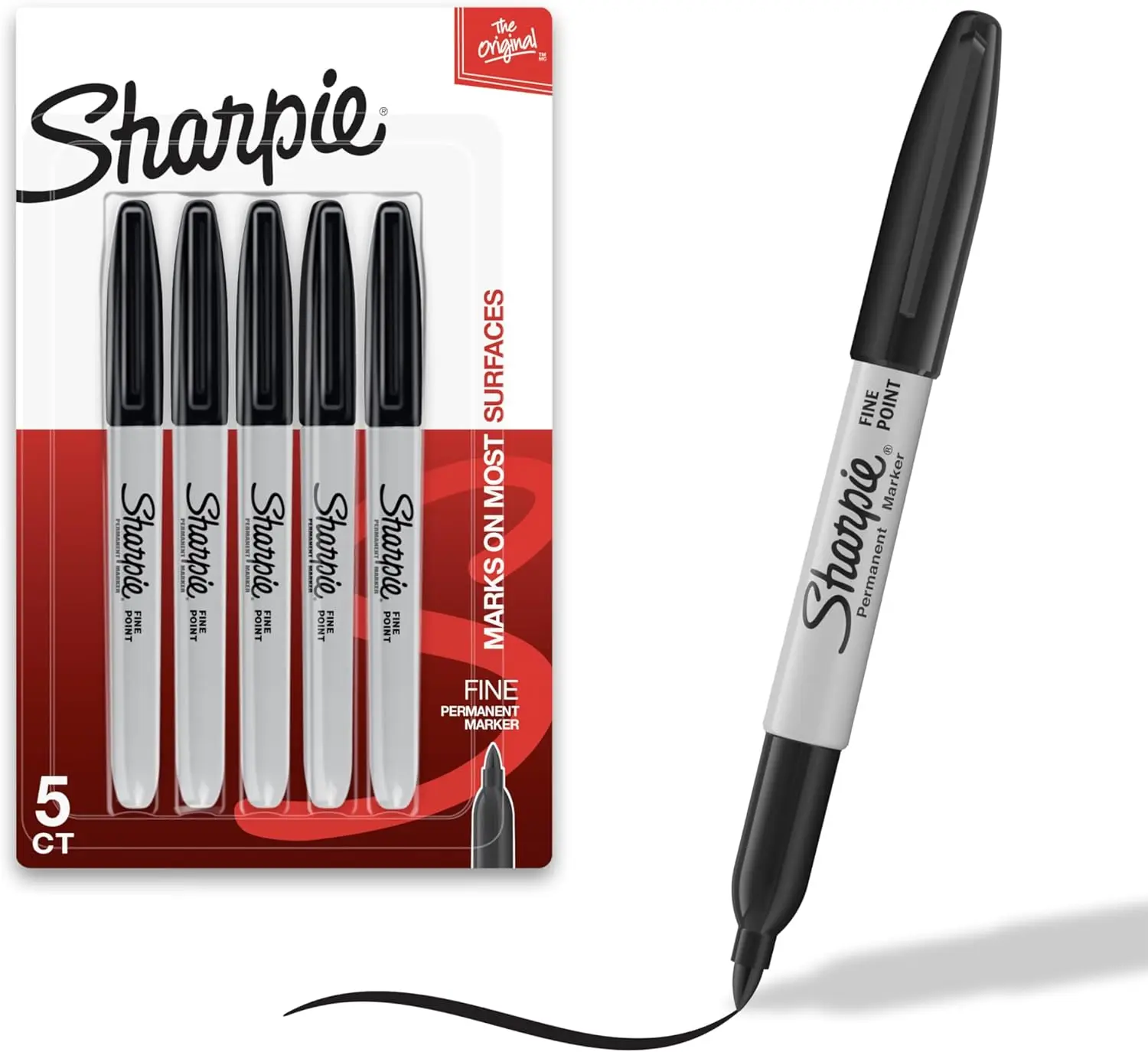 Sharpie Permanent Markers, Fine Tip, Black, 5 Count - Quick Drying, Fade Resistant
Sharpie Permanent Markers, Fine Tip, Black, 5 Count - Quick Drying, Fade Resistant
