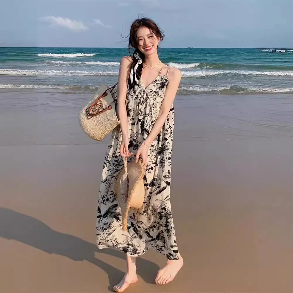 Summer 2026 New Tea Break Strap Dress Women's Ink Painting Retro Elegant High-End Feeling Midi Skirt Loose Fit Casual Polyest...
Summer 2026 New Tea Break Strap Dress Women's Ink Painting Retro Elegant High-End Feeling Midi Skirt Loose Fit Casual Polyest...