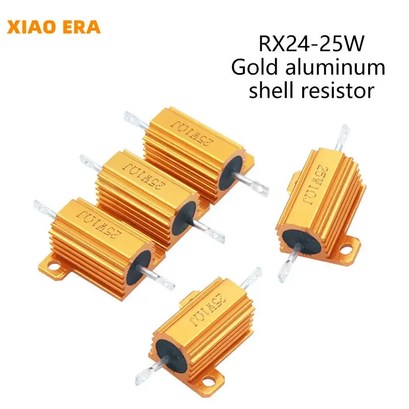 Gold aluminum shell high-power resistor RX24-25W 0.1~800R 0.1/0.33/0.68/1/6/10/40/68/100/390/680R/800 ohm 1K~100K 1 2 10 30 100K
Gold aluminum shell high-power resistor RX24-25W 0.1~800R 0.1/0.33/0.68/1/6/10/40/68/100/390/680R/800 ohm 1K~100K 1 2 10 30 100K
