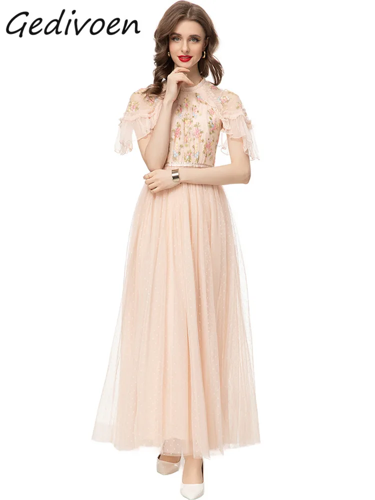 Gedivoen Autumn Fashion Designer Vintage Dot Mesh Dress Women's Butterfly Sleeve Embroidery High Waist Slim A-LINE Long Dresses
Gedivoen Autumn Fashion Designer Vintage Dot Mesh Dress Women's Butterfly Sleeve Embroidery High Waist Slim A-LINE Long Dresses