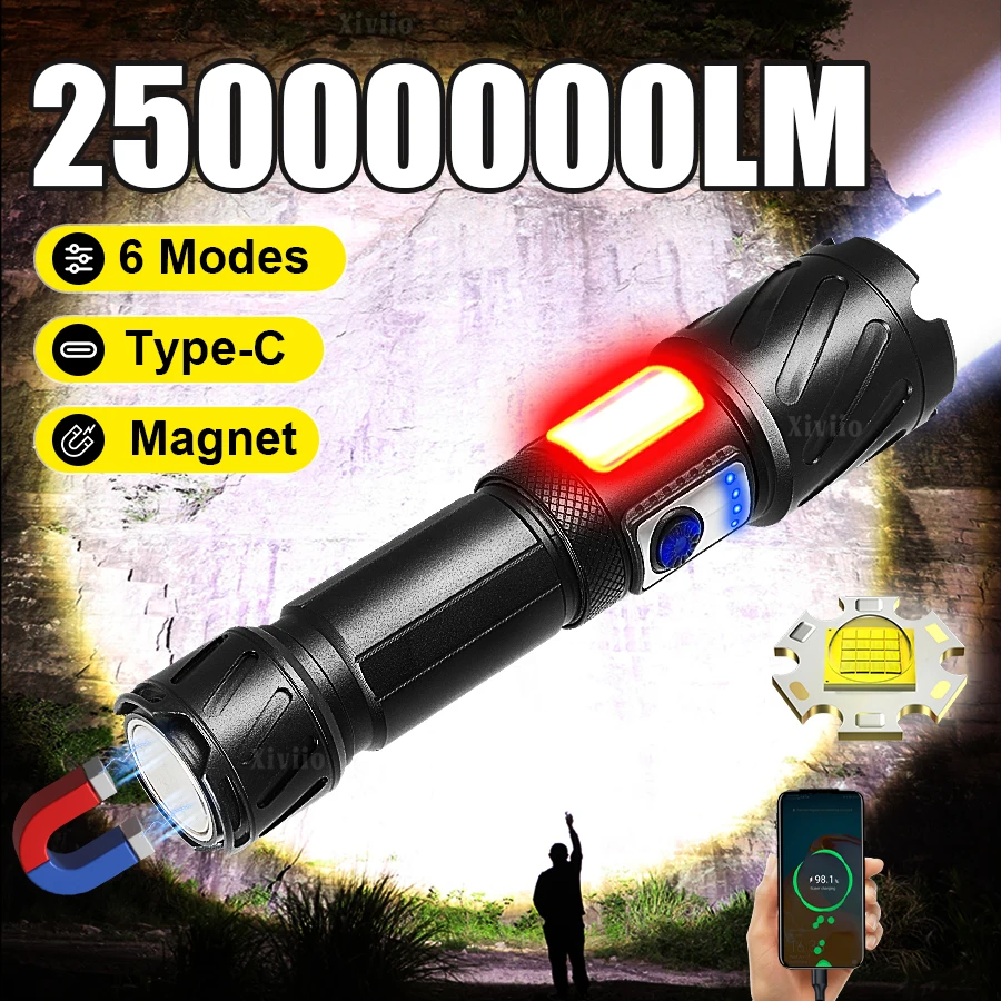 НОВЫЙ Мощный светодиодный фонарь 25000000LM с COB-подсветкой, дальность 3000 м, тактический фонарь для кемпинга, уличный фонарь с магнитным основанием
НОВЫЙ Мощный светодиодный фонарь 25000000LM с COB-подсветкой, дальность 3000 м, тактический фонарь для кемпинга, уличный фонарь с магнитным основанием