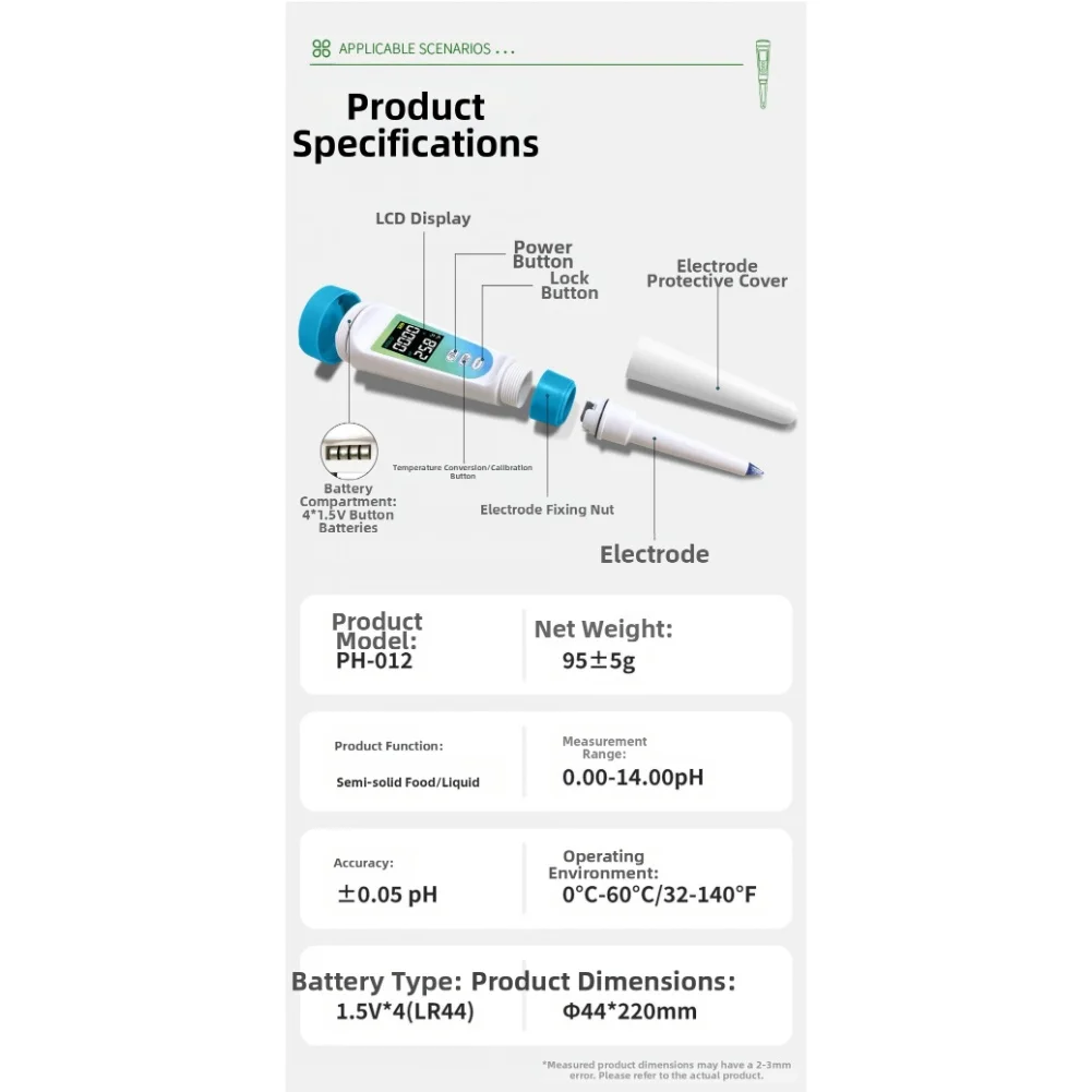 Food PH Meter with LCD Display and Automatic Temperature Compensation for Reliable Food and For water PH Testing
Food PH Meter with LCD Display and Automatic Temperature Compensation for Reliable Food and For water PH Testing