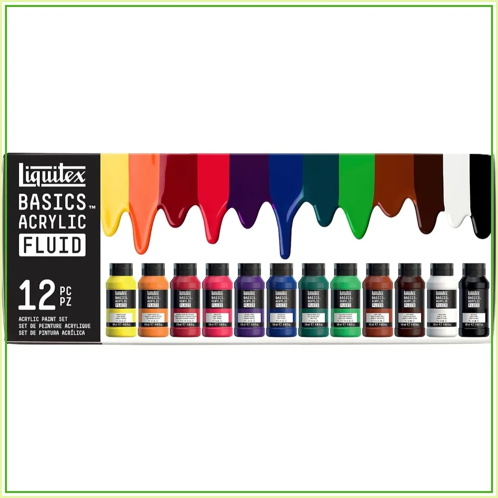 12-Color Acrylic Fluid Paint Set, 118ml Each, Smooth & Blendable for Pouring
12-Color Acrylic Fluid Paint Set, 118ml Each, Smooth & Blendable for Pouring