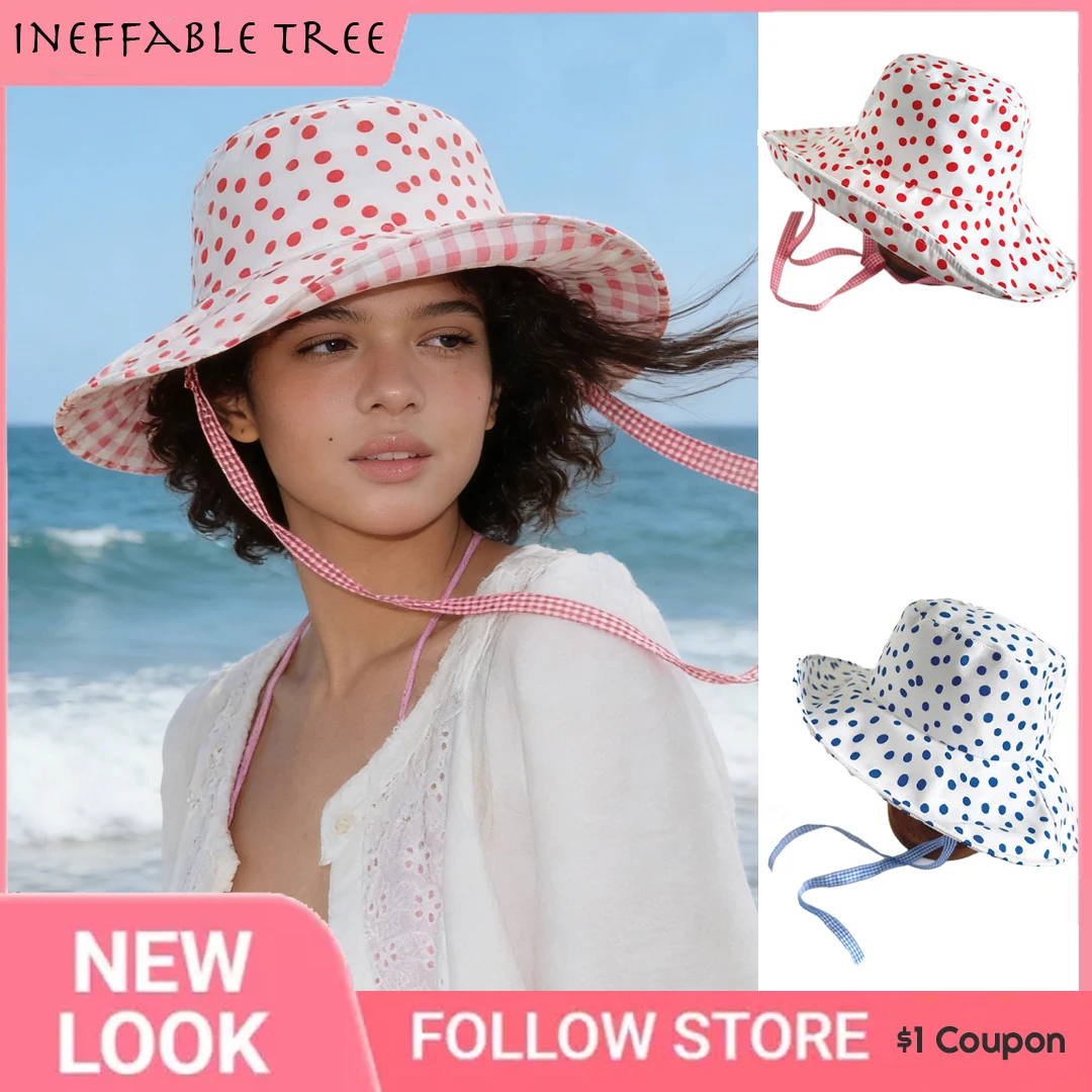 INS Retro Polka Dots Big-brimmed Strap Bucket Hats for Women Retro Japanese Spring Summer Travel Sun Protection Sweet Sun Cap
INS Retro Polka Dots Big-brimmed Strap Bucket Hats for Women Retro Japanese Spring Summer Travel Sun Protection Sweet Sun Cap