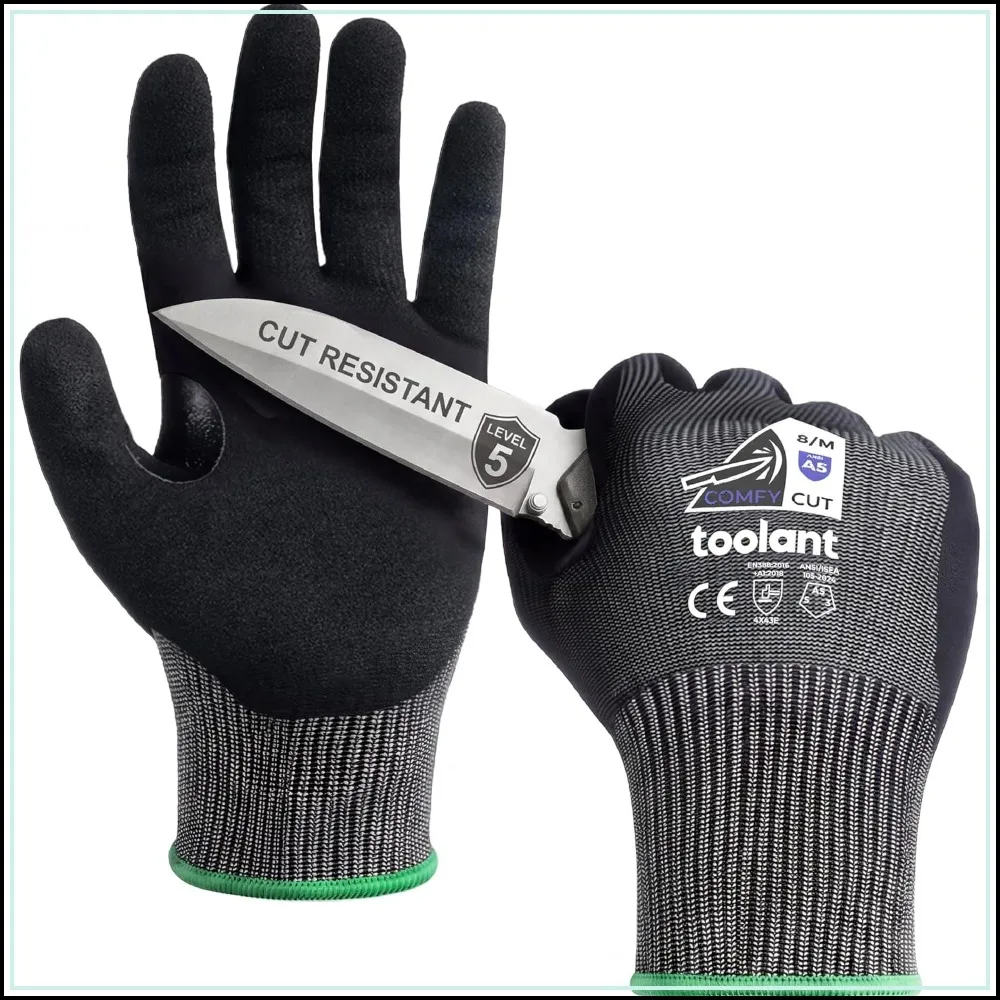 A5 Cut Resistant Work Gloves, ANSI & EN388 Certified, Fiberglass-Free, Touchscreen & Flexible Grip, for Woodworking, Warehouse, Assembly
A5 Cut Resistant Work Gloves, ANSI & EN388 Certified, Fiberglass-Free, Touchscreen & Flexible Grip, for Woodworking, Warehouse, Assembly