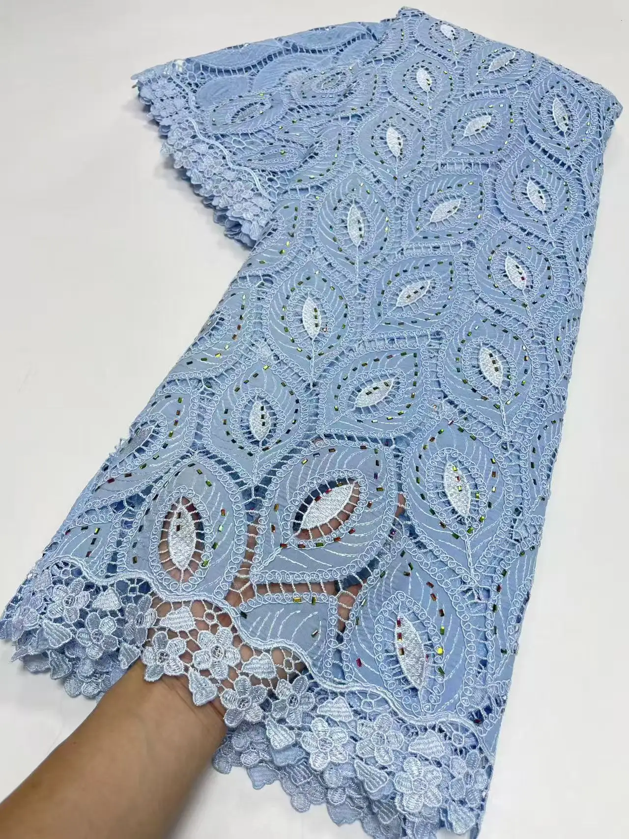 Luxury Stones Embroidered Cotton Lace Fabric Tulle with Nigerian Sequins for Wedding Party Dresses Chiffon Sewing High-Quality A
Luxury Stones Embroidered Cotton Lace Fabric Tulle with Nigerian Sequins for Wedding Party Dresses Chiffon Sewing High-Quality A