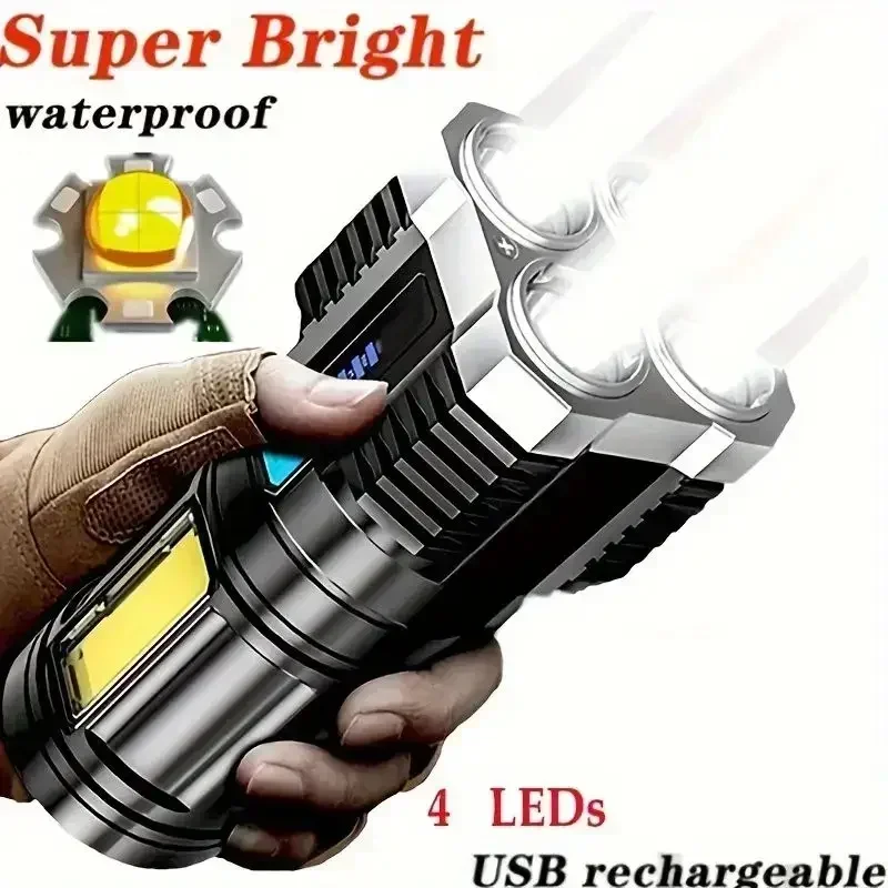 1/2pcs 4 Core LED Flashlight COB Side Light Fishing USB Charging 4 Modes Torch Outdoor Camping Lantern Tool with Power Display
1/2pcs 4 Core LED Flashlight COB Side Light Fishing USB Charging 4 Modes Torch Outdoor Camping Lantern Tool with Power Display