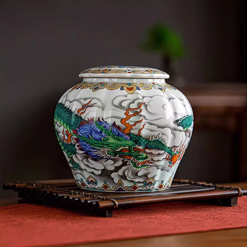Керамическая банка для хранения с креативным рисунком дракона, герметичная чайная подставка, Настольная Ваза, многофункциональная коробка для хранения сладостей, закусок, орехов
Керамическая банка для хранения с креативным рисунком дракона, герметичная чайная подставка, Настольная Ваза, многофункциональная коробка для хранения сладостей, закусок, орехов