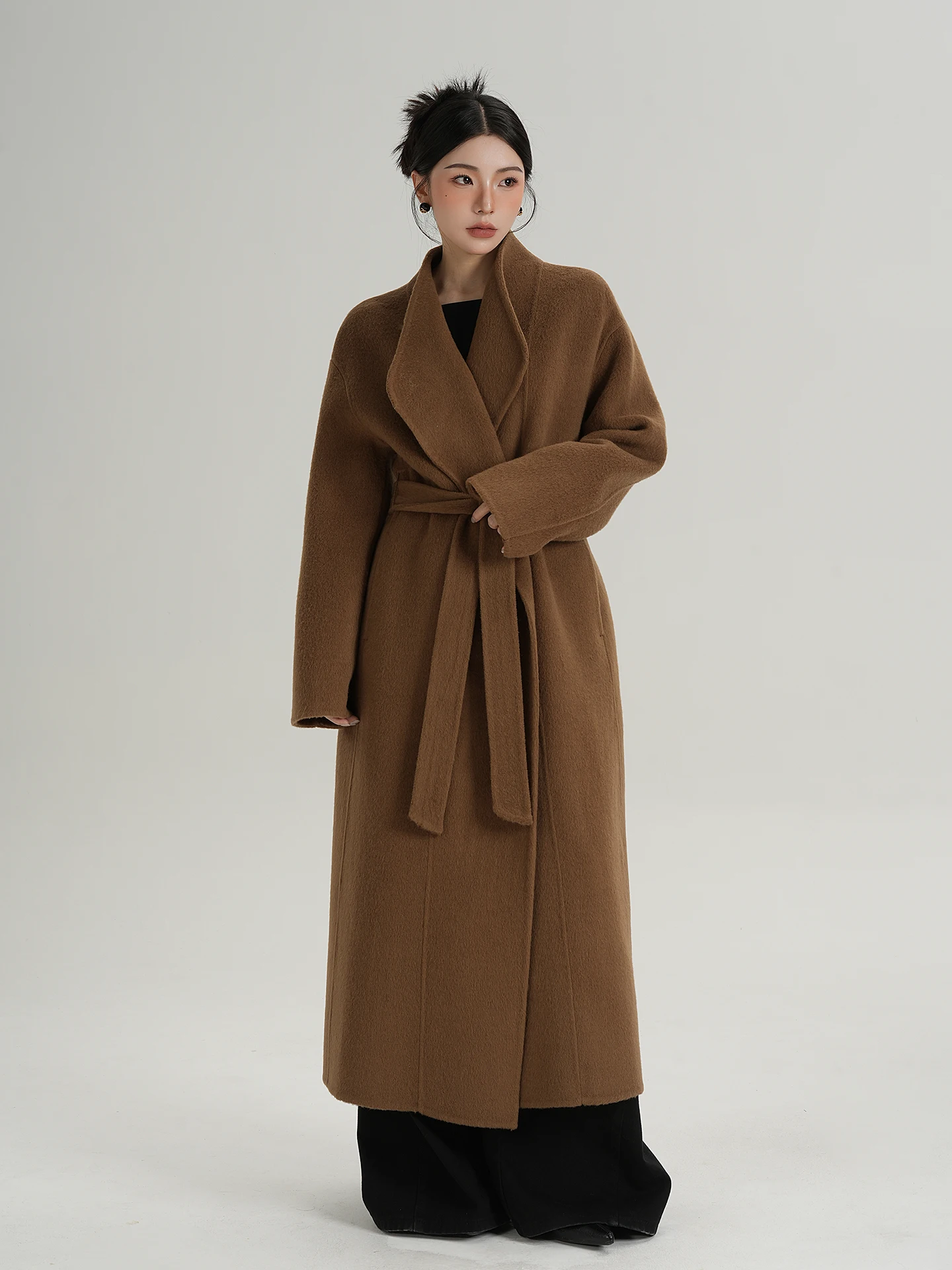 Double-Sided Woolen Coat SRYS AME Long Double-Breasted Camel Color Turtlene Women's Outerwear Thiened Winter Faion
Double-Sided Woolen Coat SRYS AME Long Double-Breasted Camel Color Turtlene Women's Outerwear Thiened Winter Faion