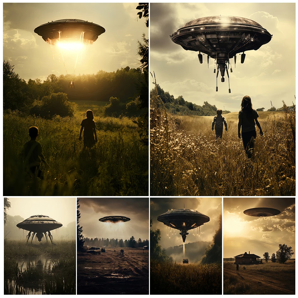 Vintage UFOs Spaceship Antique Photo Wall Art Canvas Painting,Alien Spacecraft Landing On Earth,Gothic Art Poster Print Decor
Vintage UFOs Spaceship Antique Photo Wall Art Canvas Painting,Alien Spacecraft Landing On Earth,Gothic Art Poster Print Decor