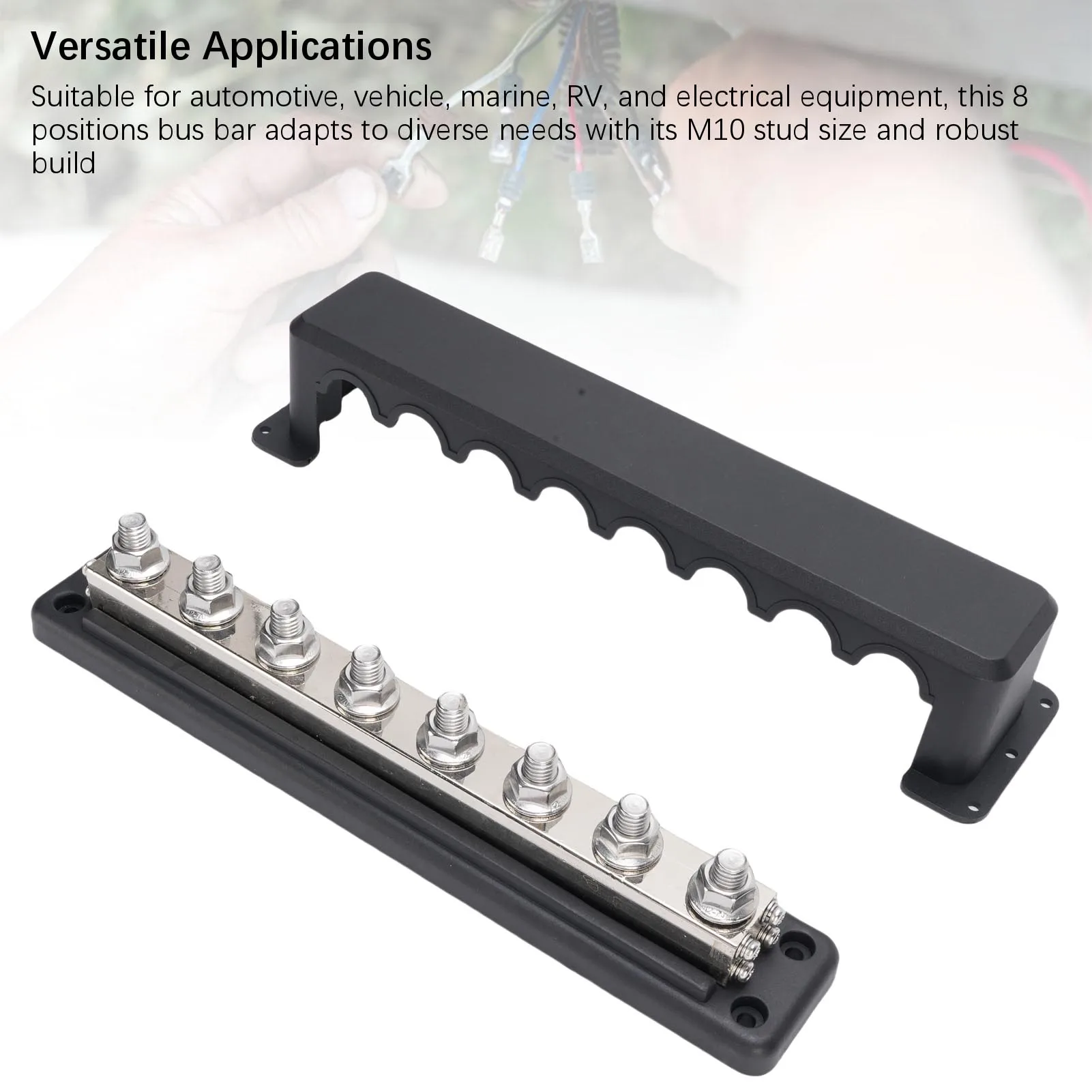 600A Bus Bar 8 Positions Bus Bar 600A High Current M10 Studs Electrical Busbar Power Distribution Block for Car RV Marine Yacht
600A Bus Bar 8 Positions Bus Bar 600A High Current M10 Studs Electrical Busbar Power Distribution Block for Car RV Marine Yacht