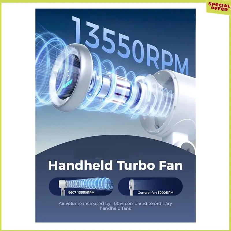 A34R Portable Handheld Turbo Fan, 5 Gear Wind, Battery Operated, Up To 12 Working Hours, Hand Fan With Air Turbo Tech
A34R Portable Handheld Turbo Fan, 5 Gear Wind, Battery Operated, Up To 12 Working Hours, Hand Fan With Air Turbo Tech