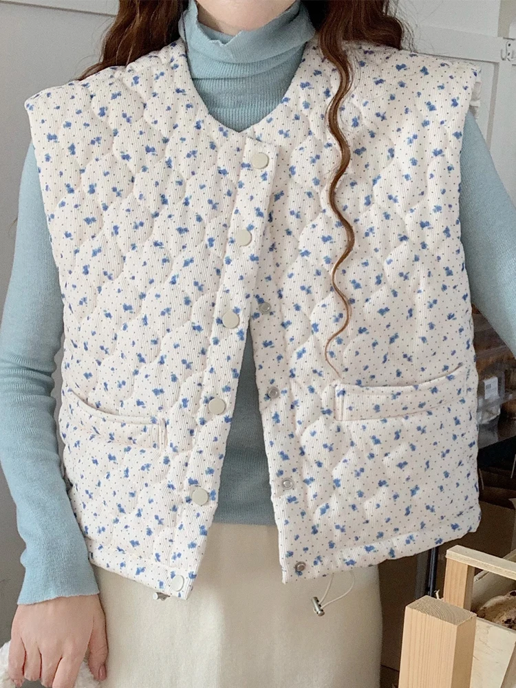 Floral Print Vest Women Autumn Winter Padding Coat Ladies Sweet Fashion Cotton Vests Female Elegant Short Sleeveless Jackets
Floral Print Vest Women Autumn Winter Padding Coat Ladies Sweet Fashion Cotton Vests Female Elegant Short Sleeveless Jackets