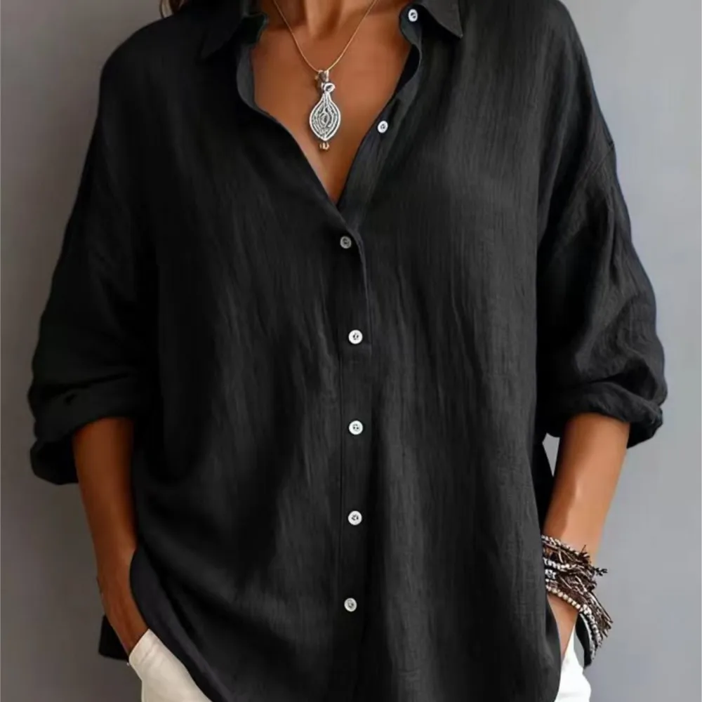 Women Shirt Soft Long Sleeve Solid Color Loose Fit Cuffs Shirt Tops Lapel Buttons Down Spring Summer Casual Wear Blouses
Women Shirt Soft Long Sleeve Solid Color Loose Fit Cuffs Shirt Tops Lapel Buttons Down Spring Summer Casual Wear Blouses