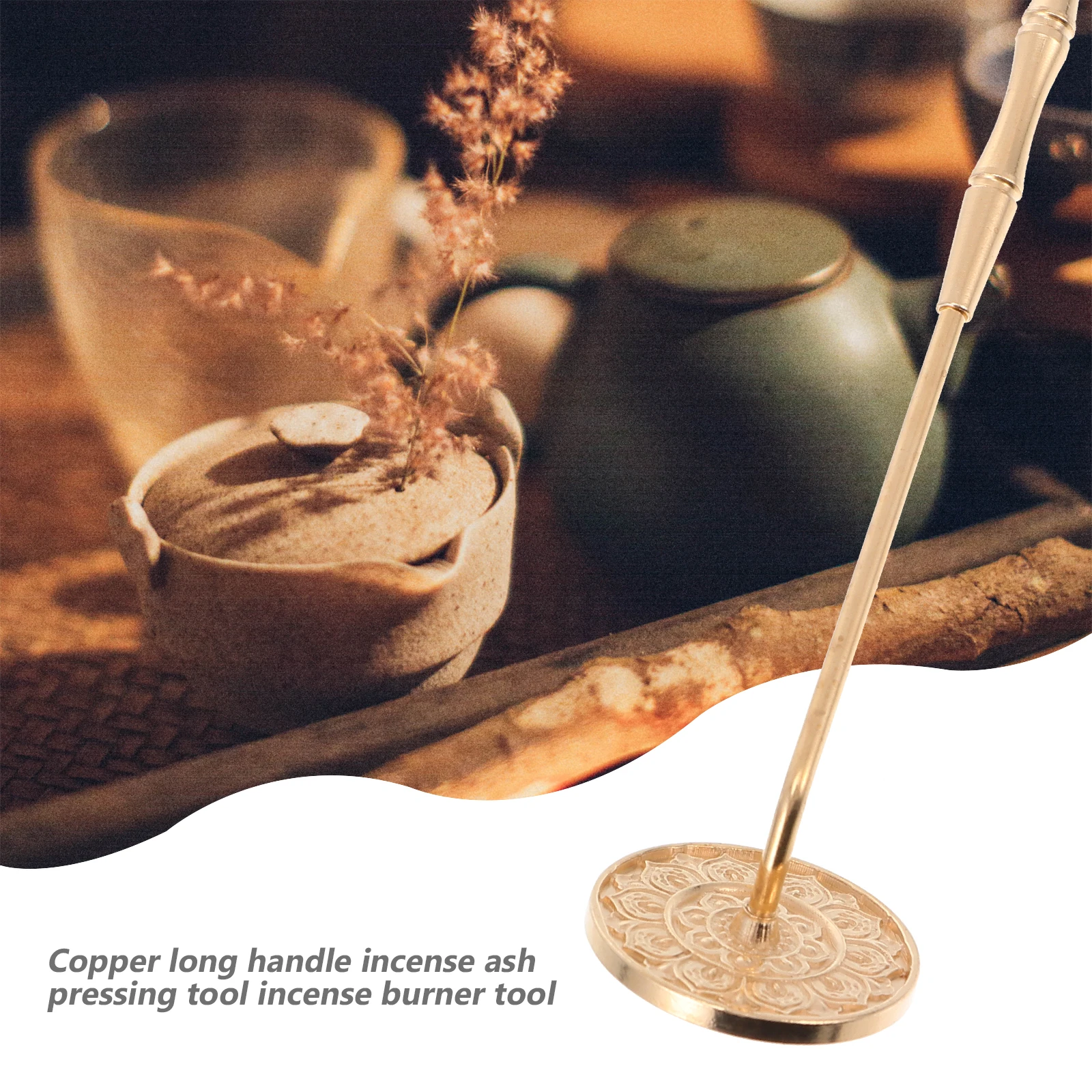 Copper Incense Ash Presser Tool High Quality Practical Long Handle Design Comfortable Living Room Bedroom Study Office
Copper Incense Ash Presser Tool High Quality Practical Long Handle Design Comfortable Living Room Bedroom Study Office