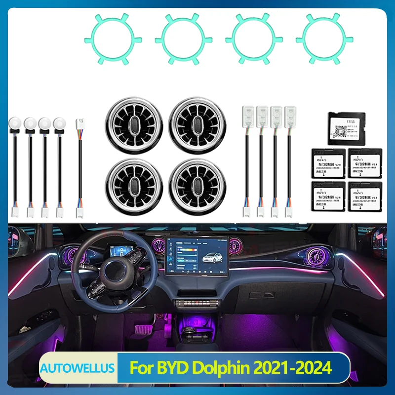 Для BYD Dolphin 2021-2024 64-цветное светодиодное окружающее освещение - стильное внутреннее освещение с увеличенной безопасностью и вентиляционным отверстием
Для BYD Dolphin 2021-2024 64-цветное светодиодное окружающее освещение - стильное внутреннее освещение с увеличенной безопасностью и вентиляционным отверстием