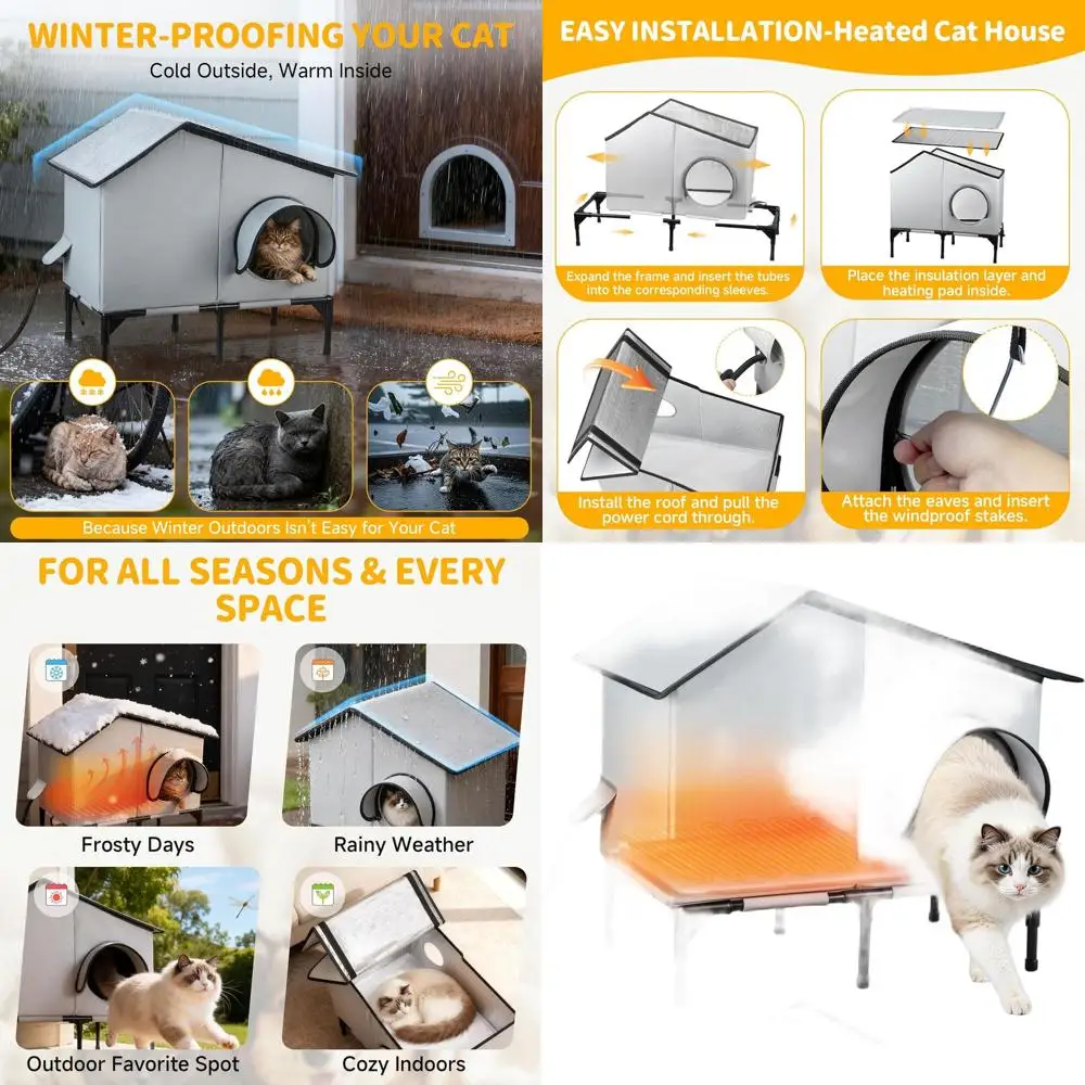 Изолированное укрытие для кошек на открытом воздухе с подогревом, водонепроницаемое и теплое для зимы, идеально подходит для ферлов и бродячих кошек
Изолированное укрытие для кошек на открытом воздухе с подогревом, водонепроницаемое и теплое для зимы, идеально подходит для ферлов и бродячих кошек