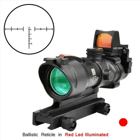 Optical 4X32 Real Fiber Optics Red Green Dot Sight Illuminated Tactical Reticle Rifle Scope 20mm Rail for Glock Hunting