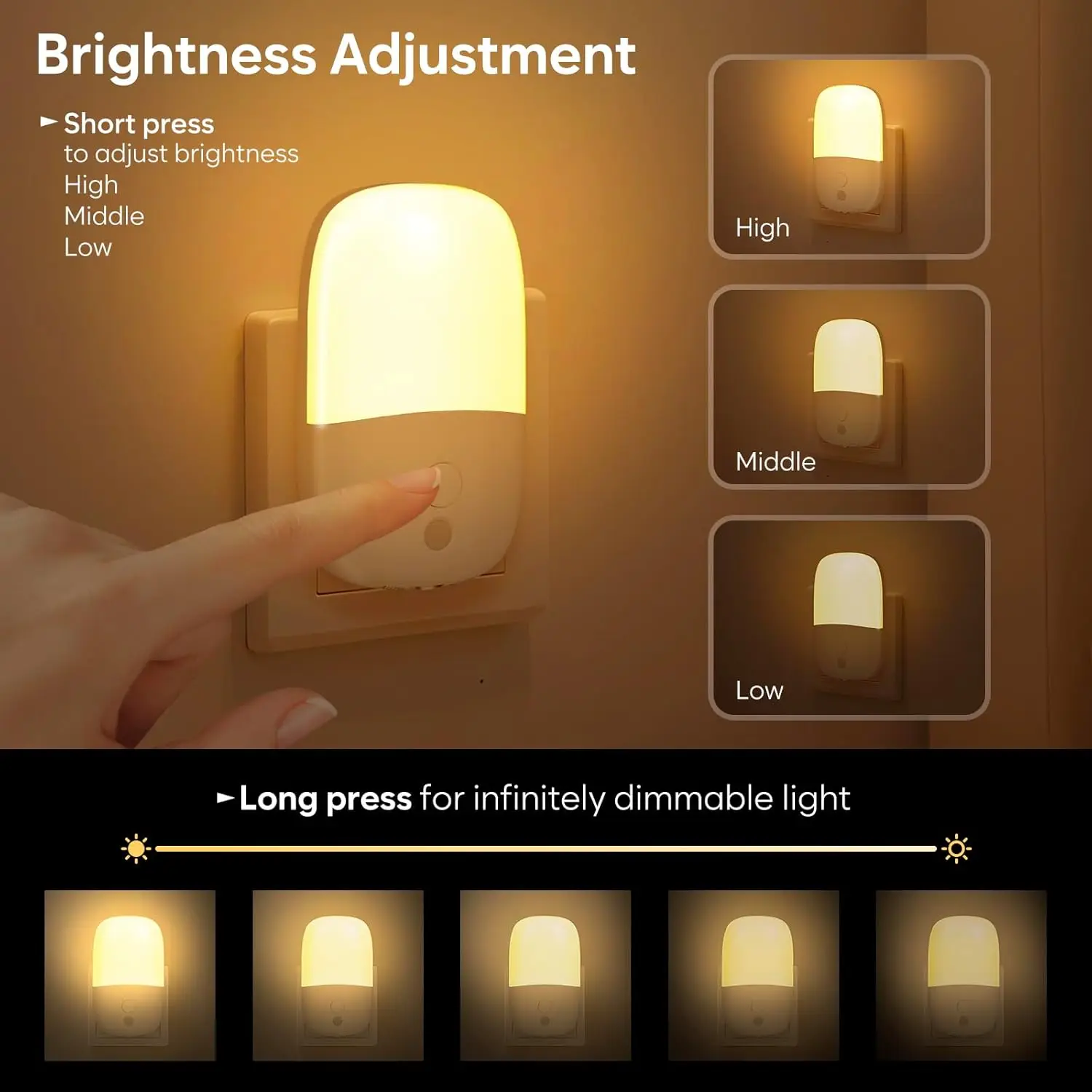 Wall Mount Night Light, with 5 Levels of Brightness and Dusk to Dawn Light Sensor, Children's Night Light for Children's Rooms,
Wall Mount Night Light, with 5 Levels of Brightness and Dusk to Dawn Light Sensor, Children's Night Light for Children's Rooms,
