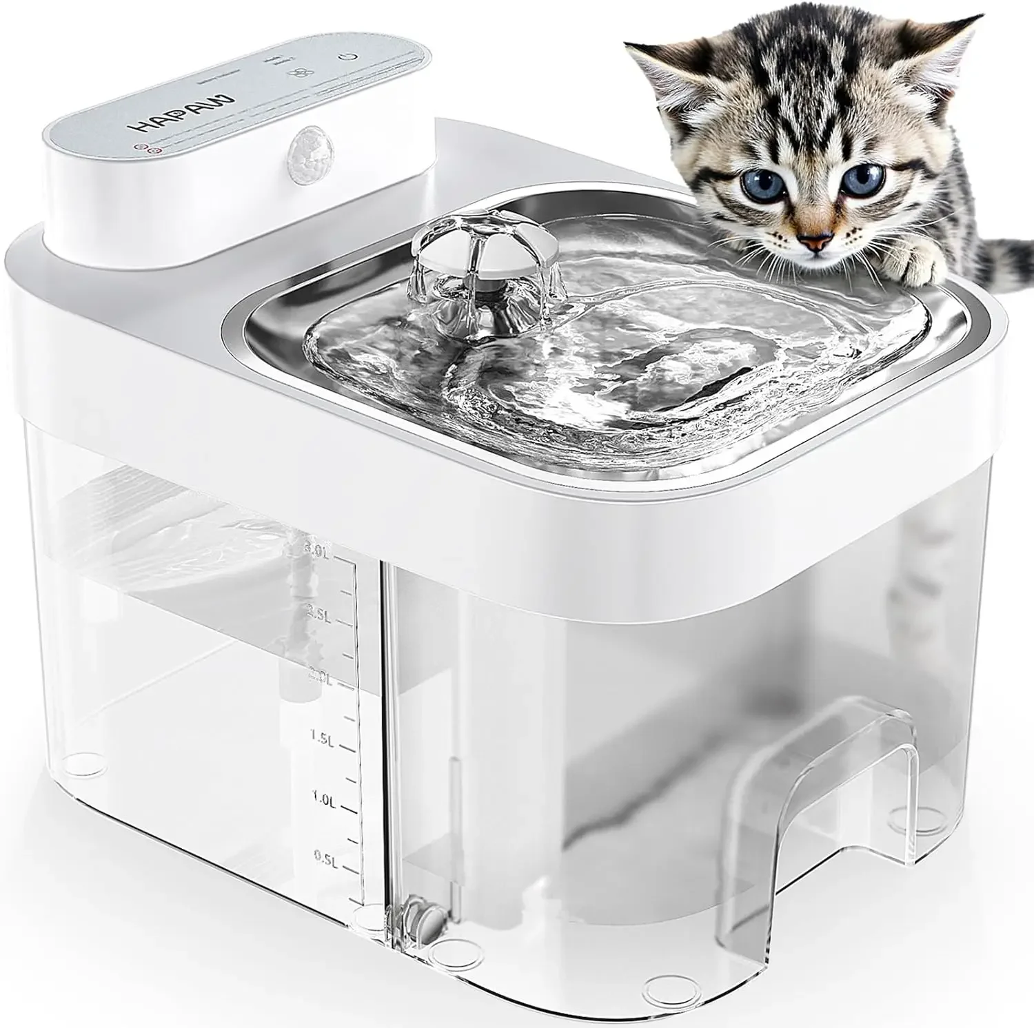 Cat Water Fountain, 3L Dual-Tank, No Filter, Wireless, 20dB Quiet, Battery Backup
Cat Water Fountain, 3L Dual-Tank, No Filter, Wireless, 20dB Quiet, Battery Backup