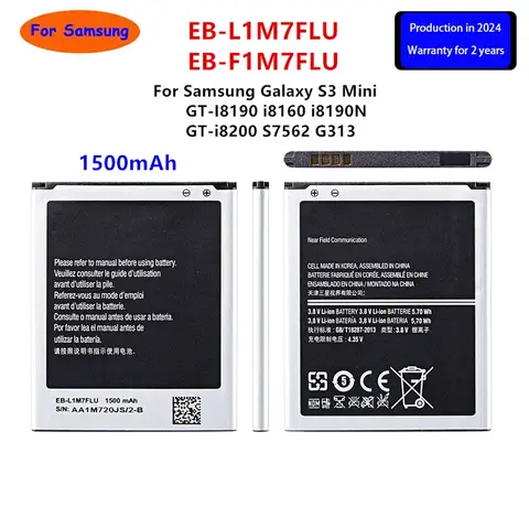 Nueva batería EB-L1M7FLU EB-F1M7FLU de 1500mAh para Samsung Galaxy S3 Mini GT-I8190 i8160 I8190N GT-i8200 S7562 G313 WO