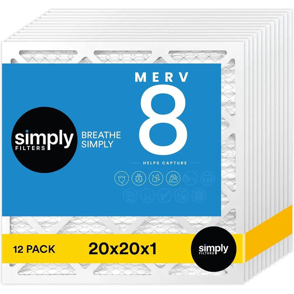 20x20x1 Inch Furnace Air Filter, Merv 8, MPR 600, 12-Pack, Dust, Pet & Allergy Control
20x20x1 Inch Furnace Air Filter, Merv 8, MPR 600, 12-Pack, Dust, Pet & Allergy Control