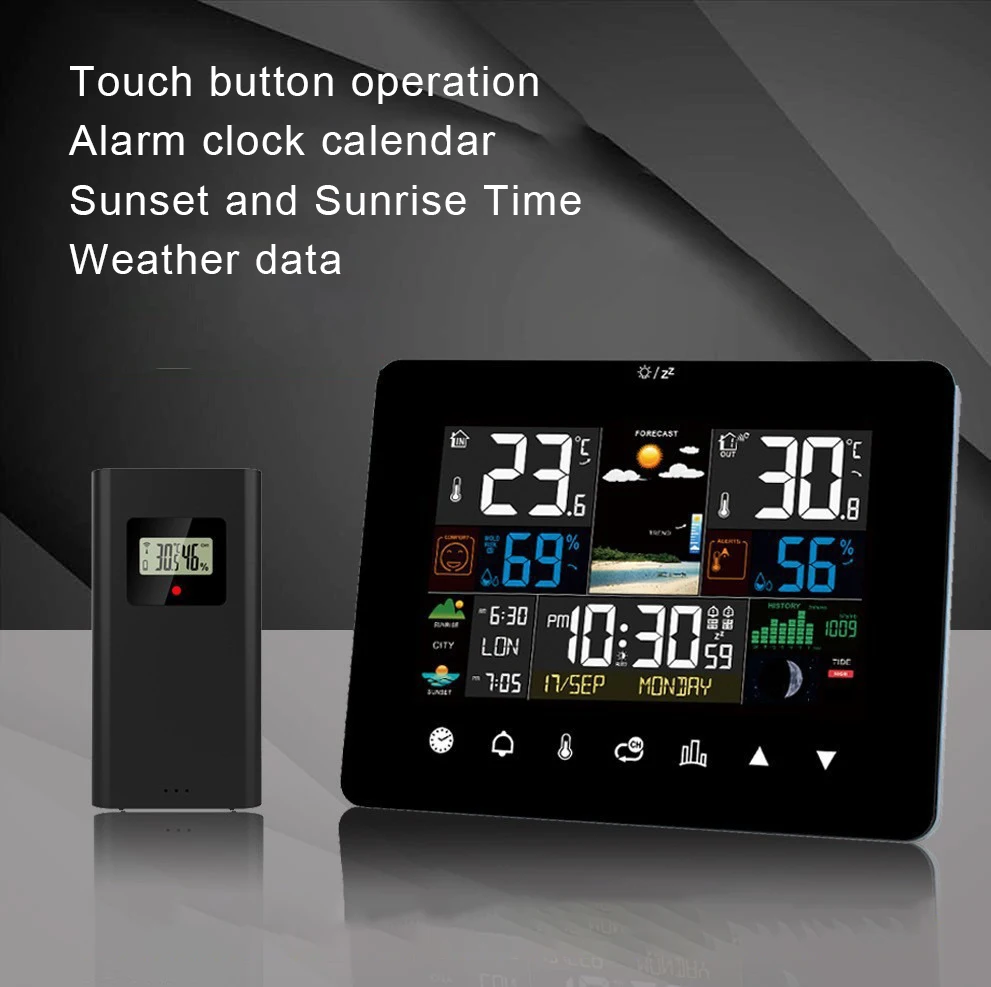 Wireless Weather Station, RF Indoor Outdoor Thermometer Hygrometer, Large Display Digital Alarm Clock for Bedroom Home Office
Wireless Weather Station, RF Indoor Outdoor Thermometer Hygrometer, Large Display Digital Alarm Clock for Bedroom Home Office