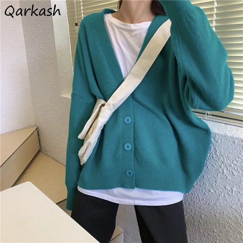 Cardigan Women Solid Green Loose-fit Sweaters Harajuku High Street All-match Stylish V-neck Casual Knitted Cardigans Students BF
Cardigan Women Solid Green Loose-fit Sweaters Harajuku High Street All-match Stylish V-neck Casual Knitted Cardigans Students BF