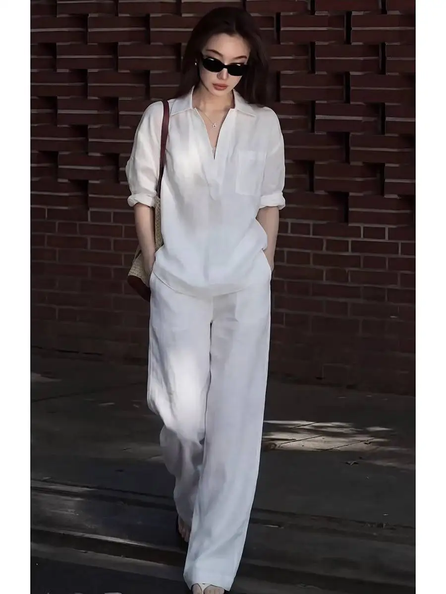 Imitation Cotton and Linen Women's High-end Feeling Summer Imitation Linen Set Sun Protection Shirt Two-piece Set
Imitation Cotton and Linen Women's High-end Feeling Summer Imitation Linen Set Sun Protection Shirt Two-piece Set