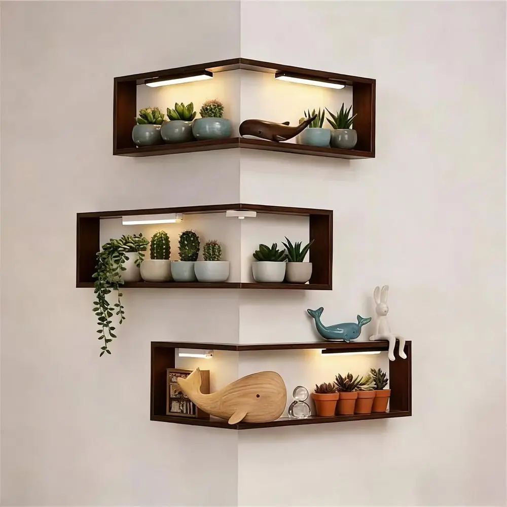 Wall-Mounted Floating Shelves with Lights, 3-Tier Wooden Storage Rack for Space-Saving in Bedroom, Living Room, or Office
Wall-Mounted Floating Shelves with Lights, 3-Tier Wooden Storage Rack for Space-Saving in Bedroom, Living Room, or Office