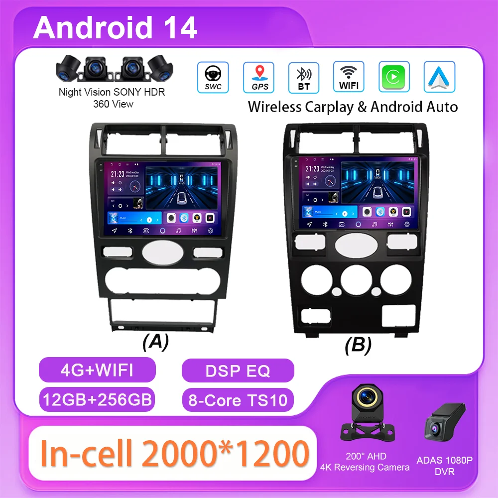 Android 14 Радио Стерео GPS-навигация для Ford Mondeo MK 3 2000 2001 2002 2003 2004 2005-2007 Автоматический мультимедийный плеер Bluetooth
Android 14 Радио Стерео GPS-навигация для Ford Mondeo MK 3 2000 2001 2002 2003 2004 2005-2007 Автоматический мультимедийный плеер Bluetooth