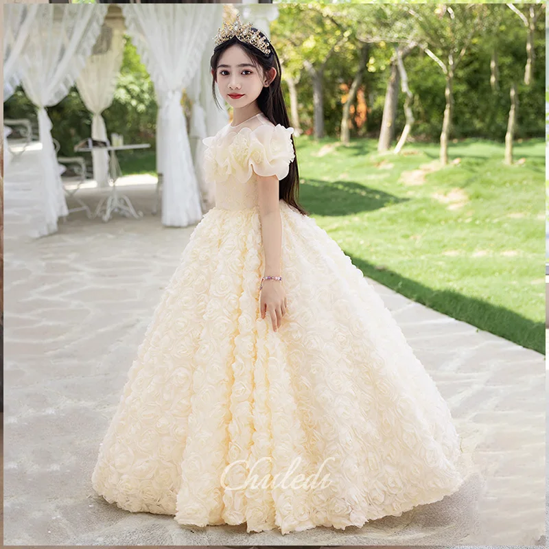 Flower Girl Dresses Bridesmaid Dresses Round Neck Floral Stereoscopic Flower Champagne Color Birthday Princess Dresses
Flower Girl Dresses Bridesmaid Dresses Round Neck Floral Stereoscopic Flower Champagne Color Birthday Princess Dresses