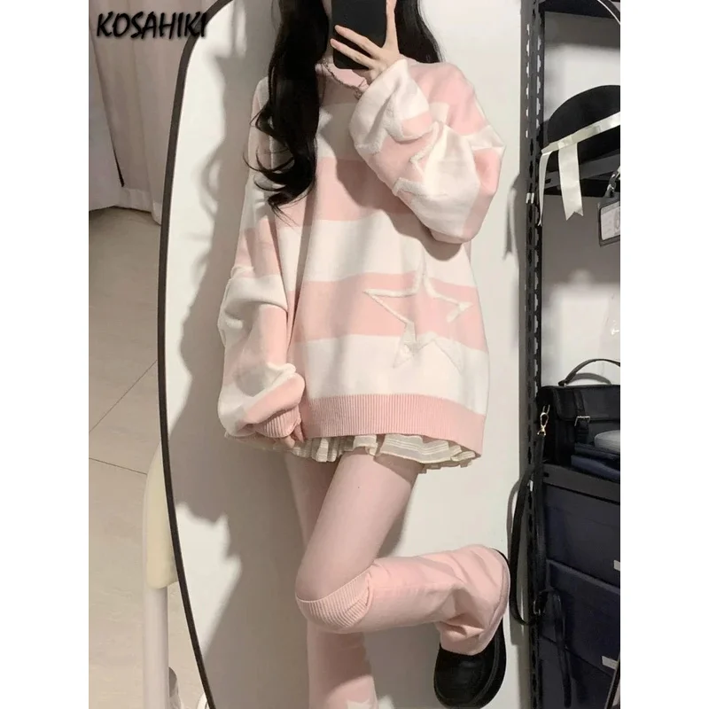 Японские свитера со звездами контрастного цвета, модная универсальная уличная одежда в стиле гранж, Sueter Mujer Sweet Y2k, эстетические свободные джемперы для женщин 
Японские свитера со звездами контрастного цвета, модная универсальная уличная одежда в стиле гранж, Sueter Mujer Sweet Y2k, эстетические свободные джемперы для женщин