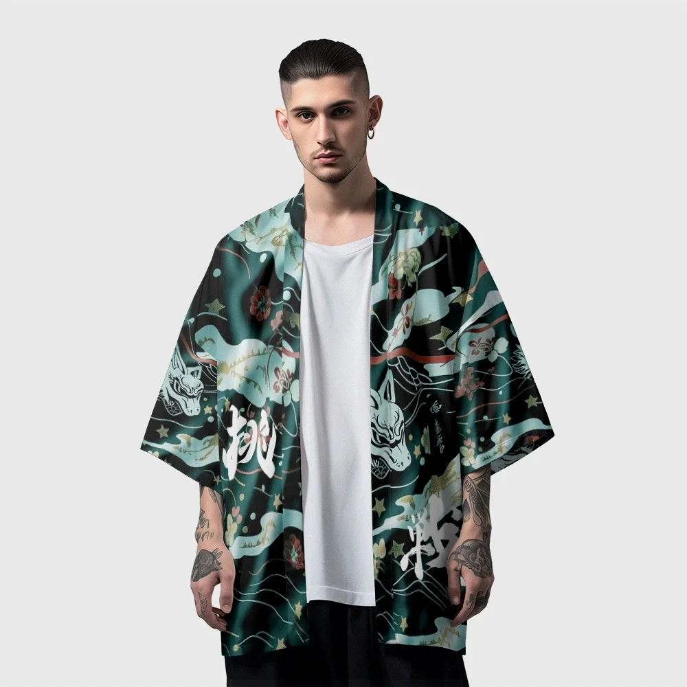 Japanese Kimono Cardigan Yukata Women's Japanese Streetwear Shirt Fox Print Haori Women's Kimono Top
Japanese Kimono Cardigan Yukata Women's Japanese Streetwear Shirt Fox Print Haori Women's Kimono Top 