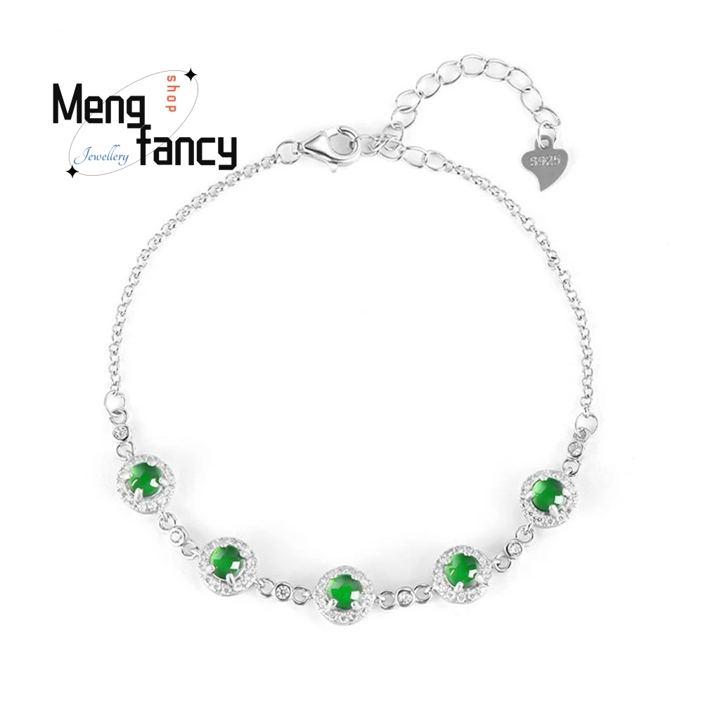 Natural A-goods Jadeite Yang Green Bracelet S925 Silver Inlaid Ice Jade Fashion Jewelry Sexy Young Girls High-grade Holiday Gift
Natural A-goods Jadeite Yang Green Bracelet S925 Silver Inlaid Ice Jade Fashion Jewelry Sexy Young Girls High-grade Holiday Gift
