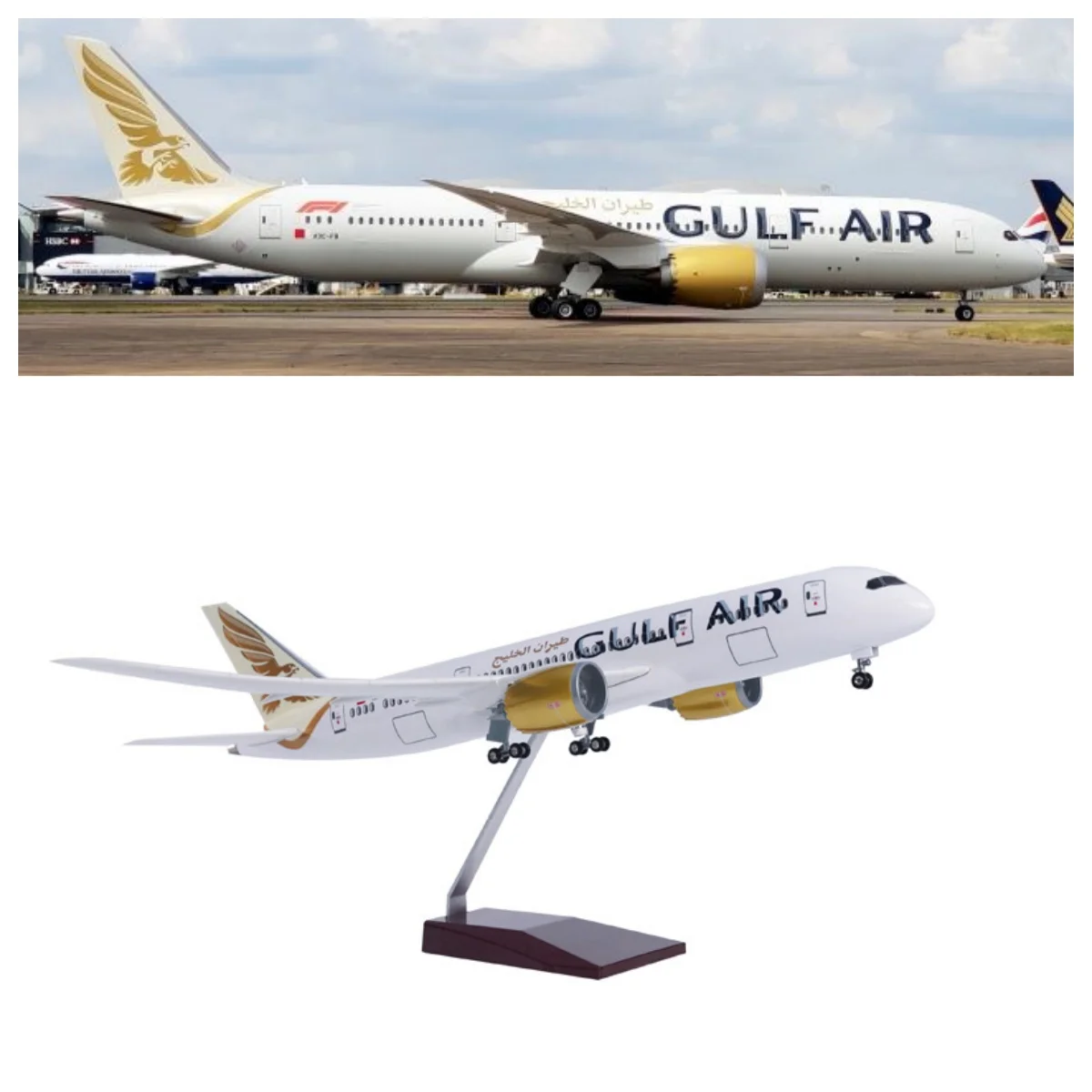 Airplane Toy Passenger Model Plane B787 Gulf Air Airline 1/130 Aircraft Replica Plane Model W Light and Wheel Landing Gear
Airplane Toy Passenger Model Plane B787 Gulf Air Airline 1/130 Aircraft Replica Plane Model W Light and Wheel Landing Gear